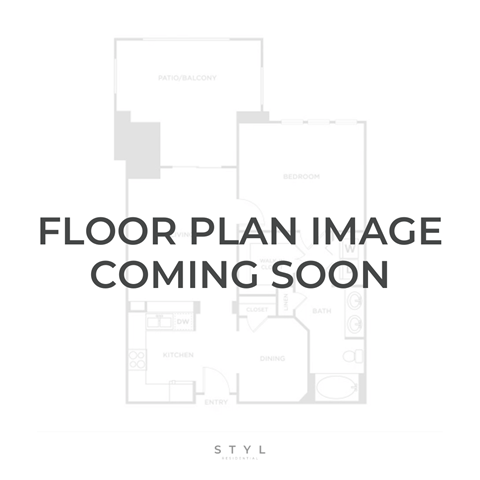 Floor plan for 1 bed, 1 bath, 1033 sqft